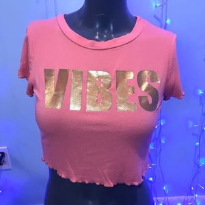 ‼️SOLD‼️Pink “vibes” crop top